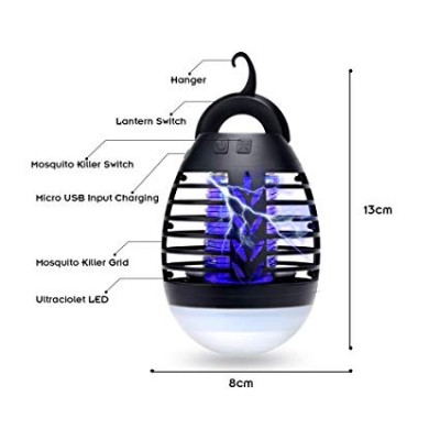 Mosquito Killer Lamp Insect Trap 2 In 1 Mosquito Zapper Tent Light Lantern Rechargeable Mosquito Insect Killer